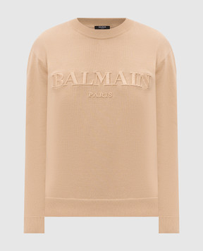 Balmain Beige jumper with logo embroidery HH1KD185KK24