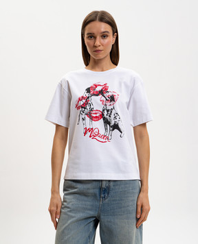 Alexander McQueen White T-shirt with logo print 858337QZAQO
