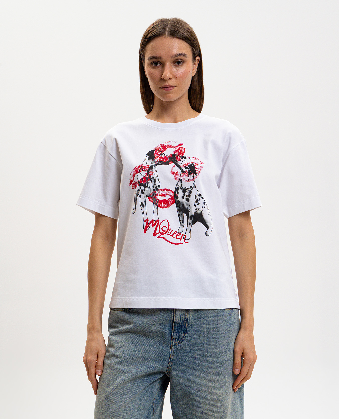 

White T-shirt with logo print Alexander McQueen