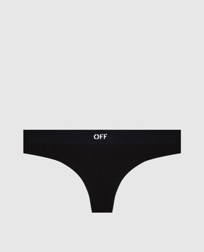 Off-White Black bikini with logo pattern OWUC002F25JER001