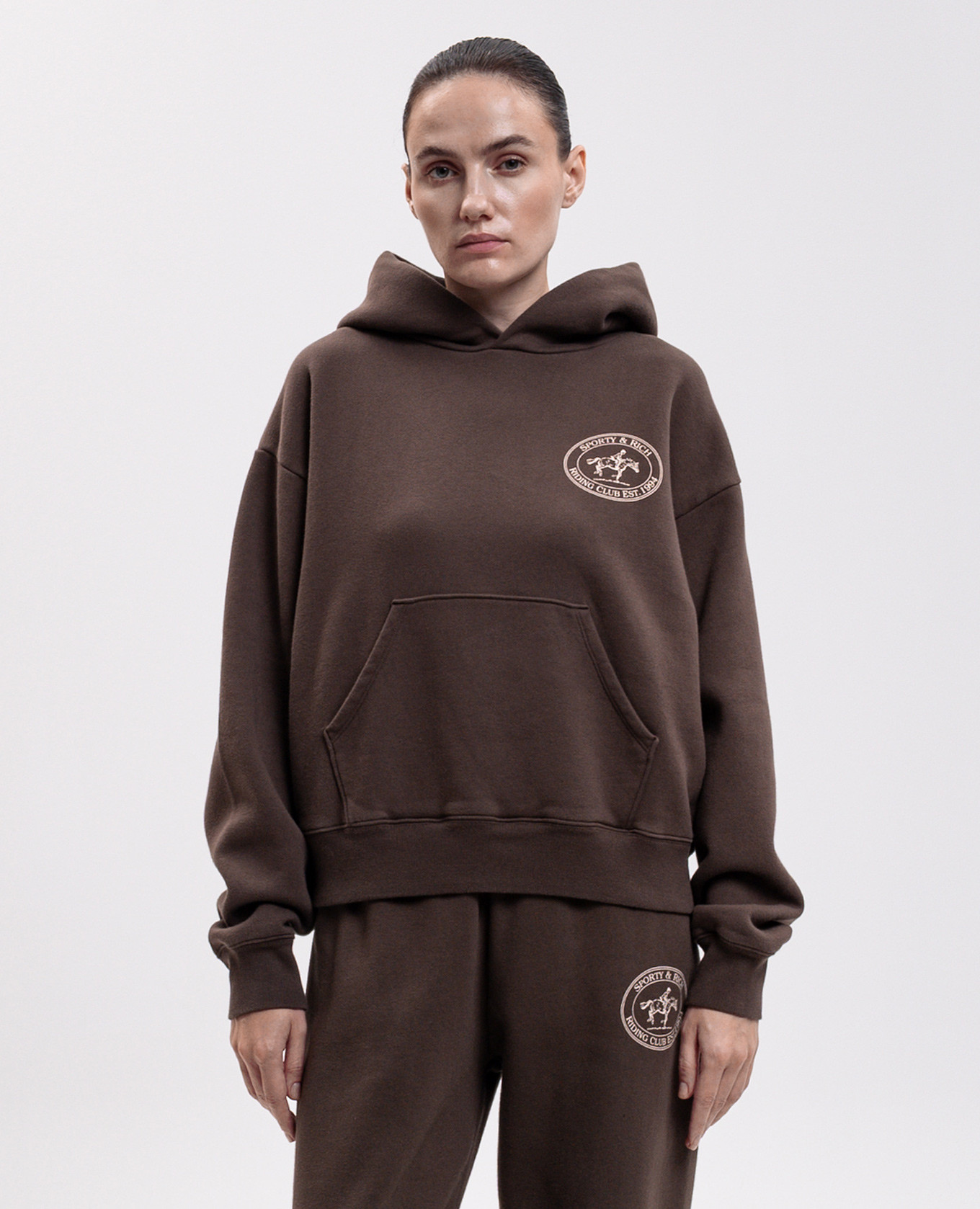 Elaine Riding Club Brown Hoodie Sporty & Rich 3