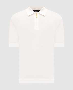 Stefano Ricci White silk polo shirt with embroidered monogram logo K616215P31F26101