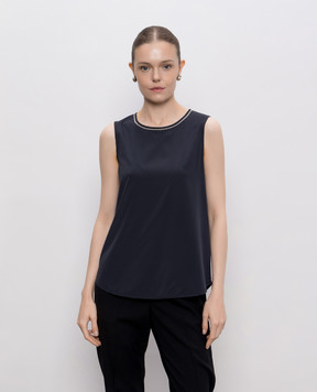 Peserico Navy blue silk top A08893D07325