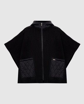 Twinset Black poncho with hood 262LI4BLL
