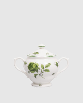 Geminiano Cozzi 1765 White porcelain sugar bowl with lid Rosa Rosae SKBBU319019