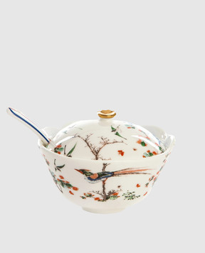 SELETTI Maurilia white porcelain sugar bowl with spoon 09748