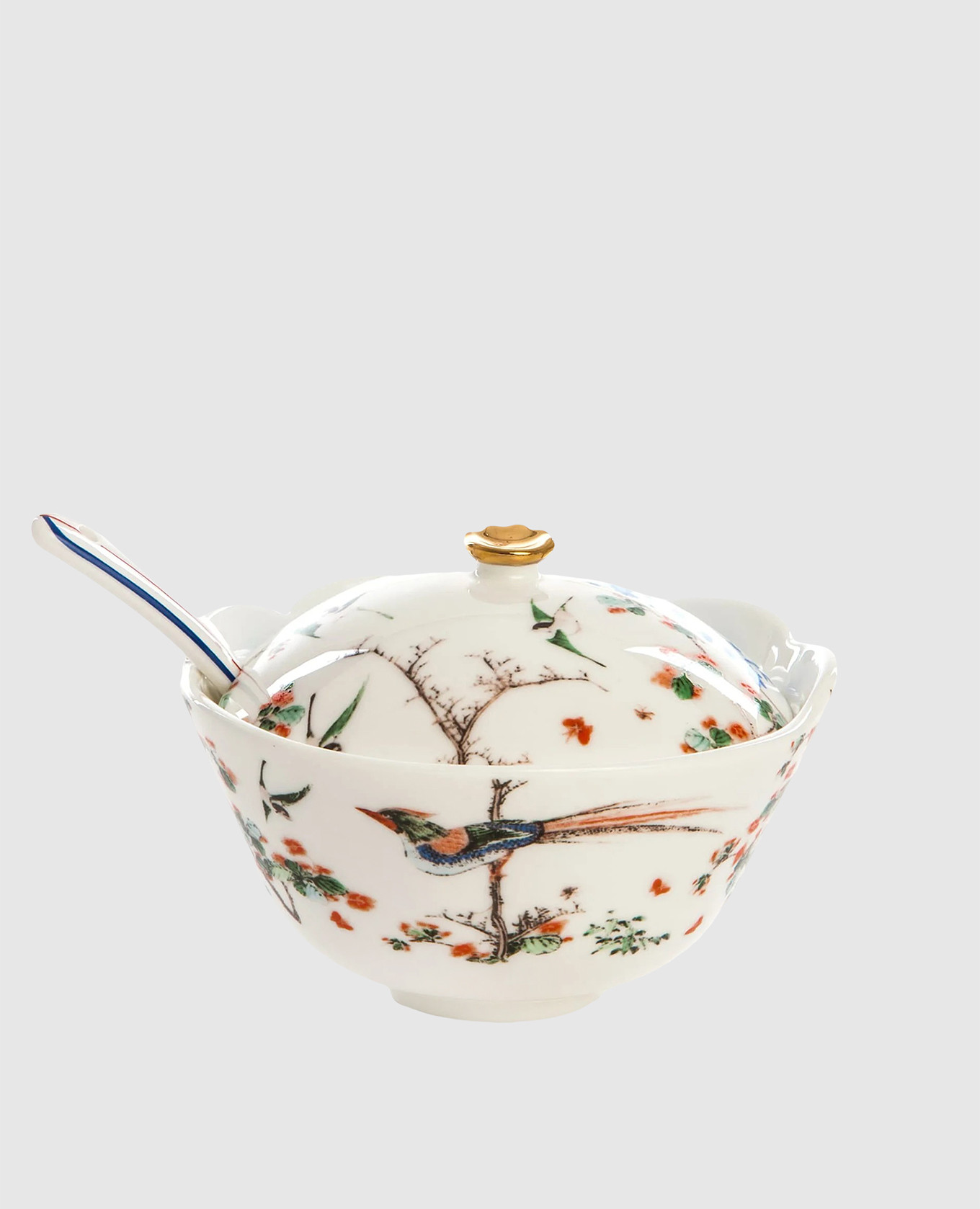 Maurilia white porcelain sugar bowl with spoon