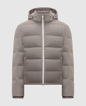 Brunello Cucinelli Gray cashmere and silk patterned down jacket MM4261826