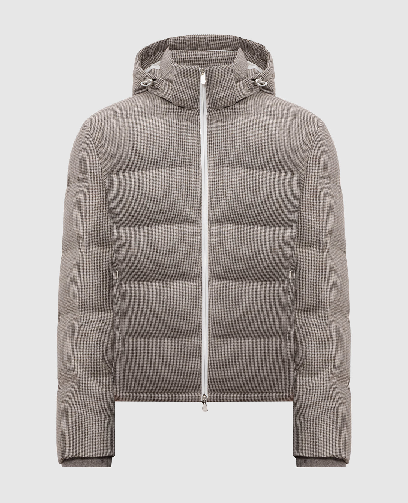 Gray cashmere and silk patterned down jacket Brunello Cucinelli