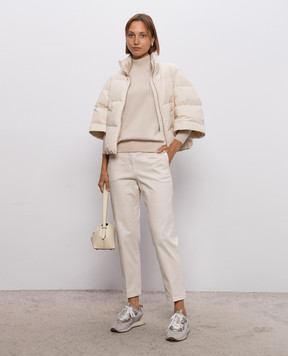 Peserico Beige down jacket with monil chain A2412203182