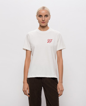 Dondup Ivory T-shirt with embroidered logo DS090JF0371DNC7