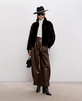 Rindi Dark brown mink fur coat with zipper 009VS026