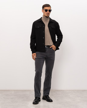 Stefano Ricci Black jacket with logo patch MFJ6300100TR172P