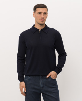 Castangia dal 1850 Blue wool and silk polo shirt CS5304