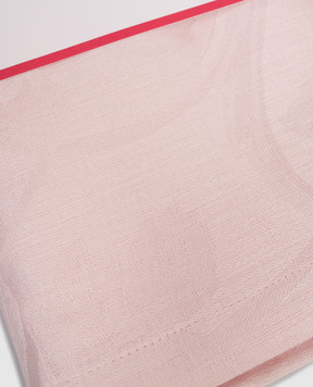 Le Jacquard Fraincais Tivoli pink linen tablecloth with pattern 22497