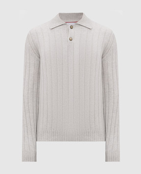 Brunello Cucinelli Grey cashmere sweater with polo collar M22506005