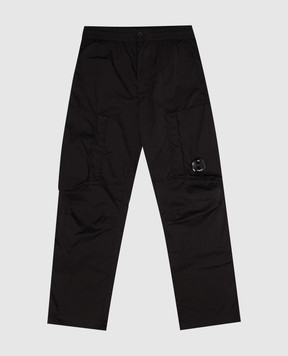 C.P. Company Kids' black cargo pants with logo patch CUP018L3C001014