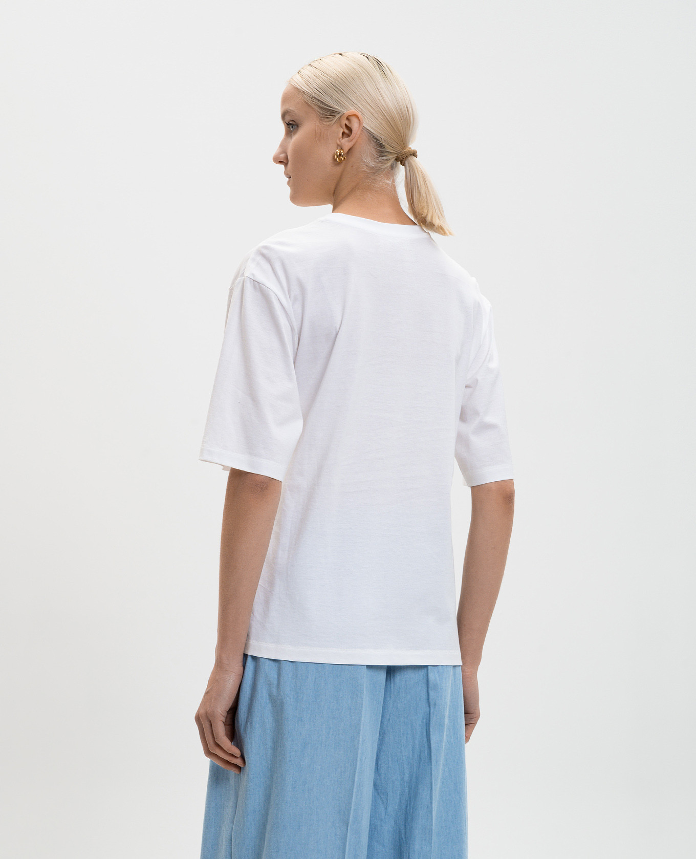 White t-shirt with drape Twinset 4