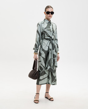 Max Mara ROBINIA green printed silk dress MXMROBINIA