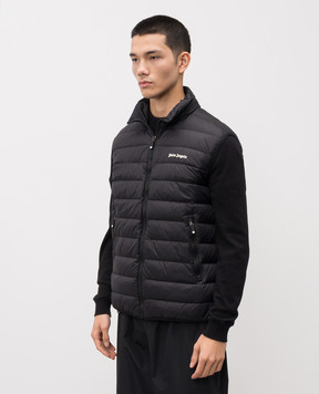 Palm Angels Black down vest with logo PMEX009S24FAB001