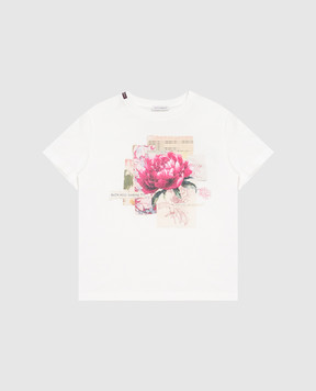 Dolce&Gabbana Children's white T-shirt with floral embroidery L5JTNKG7QUT36