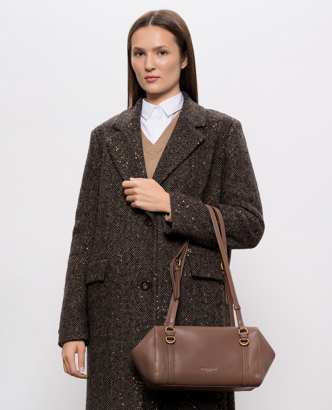 TERRY brown leather tote bag Gianni Chiarini 2