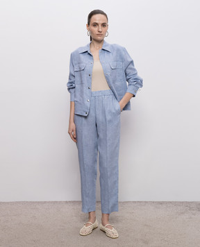 Peserico Blue linen pants P0417802600