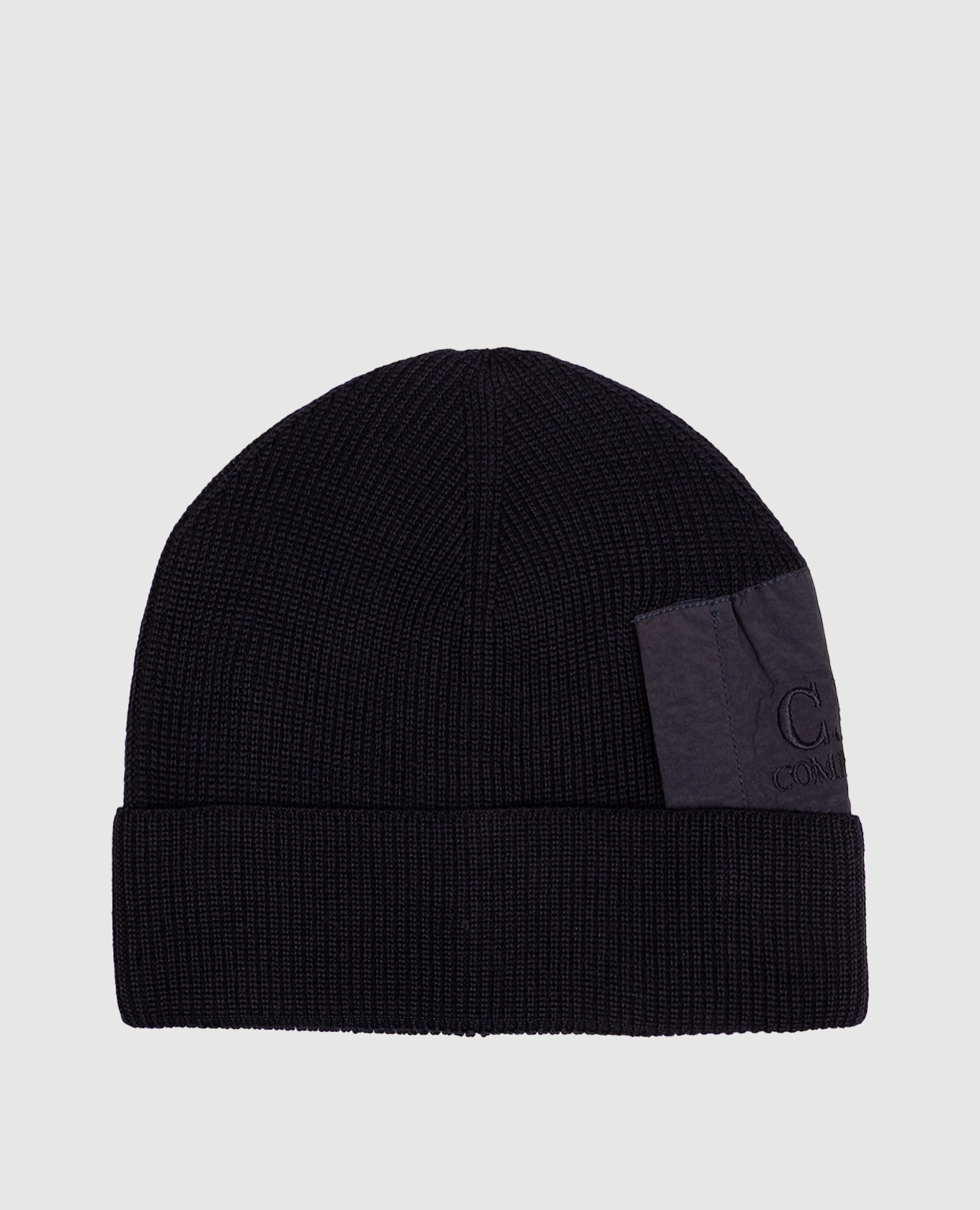 Blue wool hat with a chinstrap