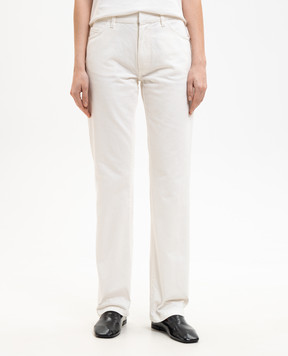 Maison Margiela MM6 White jeans with logo patch S62LB0213M30071