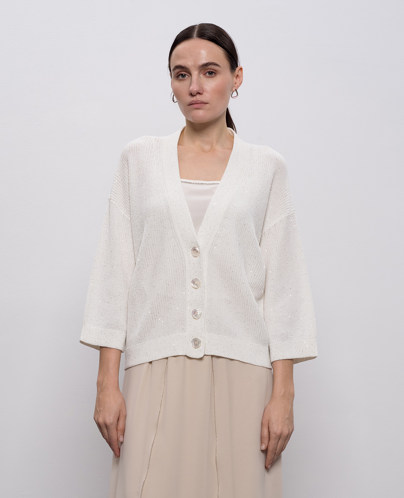 White cardigan with sequins Peserico 3