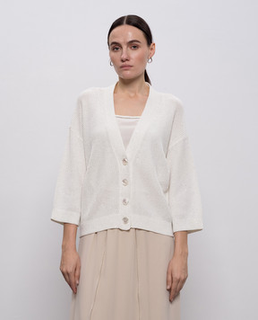 Peserico White cardigan with sequins A99038F079312A