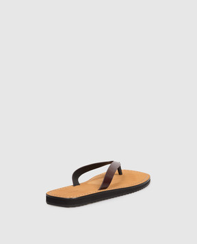 The Row Burgundy Leather City Flip Flop F1388L60C