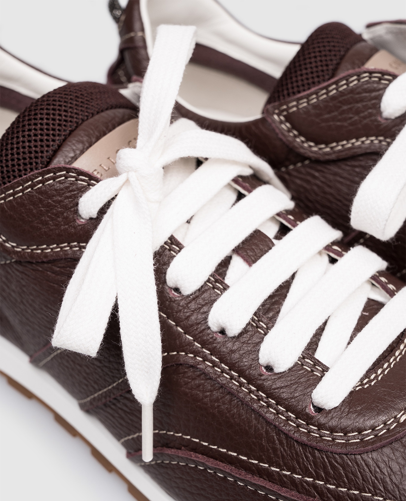 Burgundy leather sneakers with a monil chain Brunello Cucinelli 5