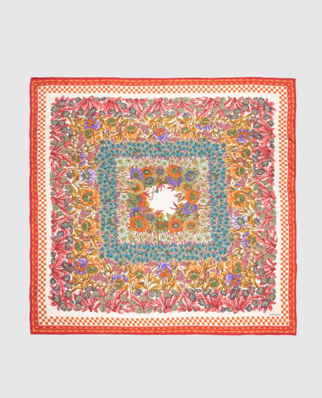 Ivory floral silk scarf