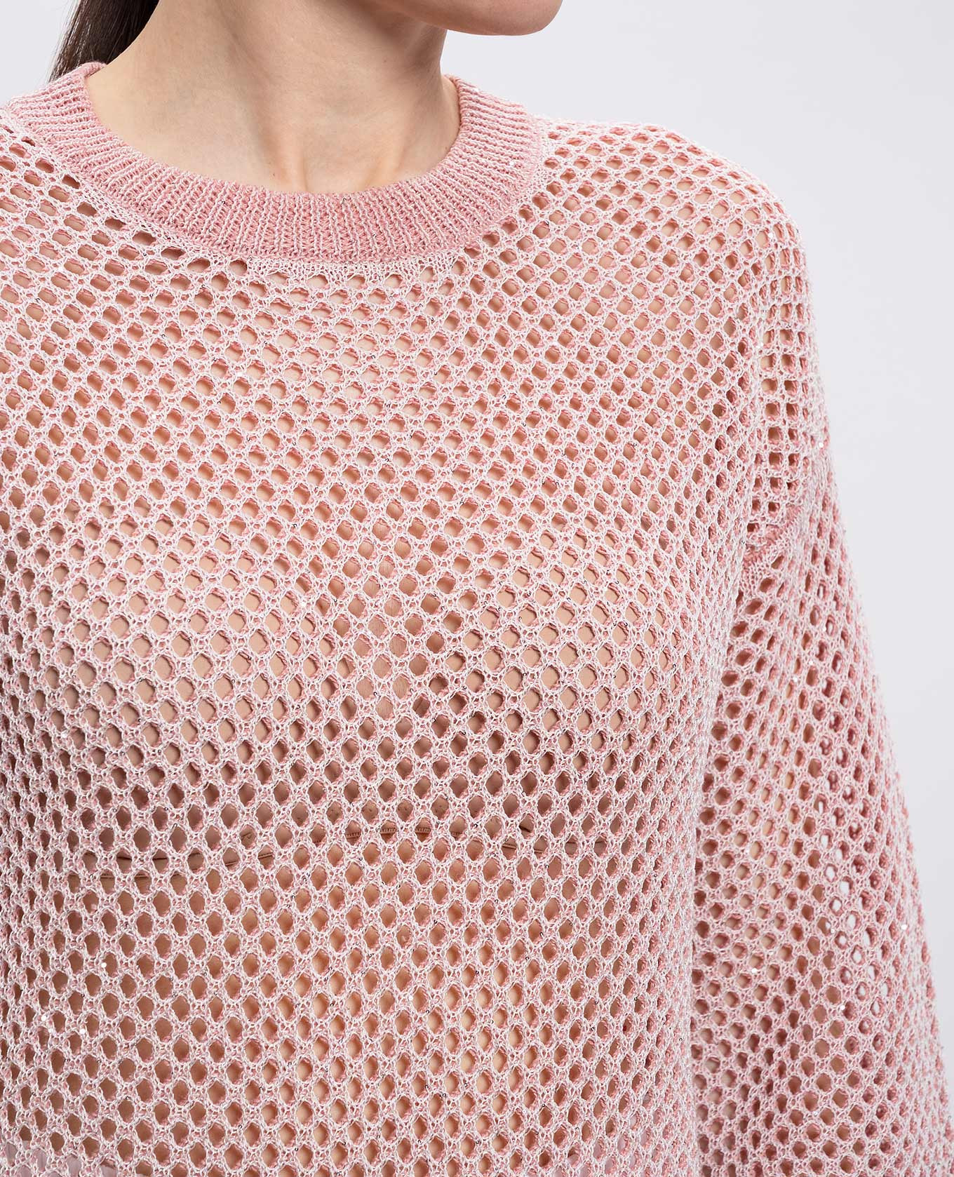Pink openwork jumper with linen Peserico 5