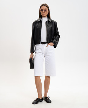 Dondup Delfine white denim Bermuda shorts with patch DP859BF0018DPTD