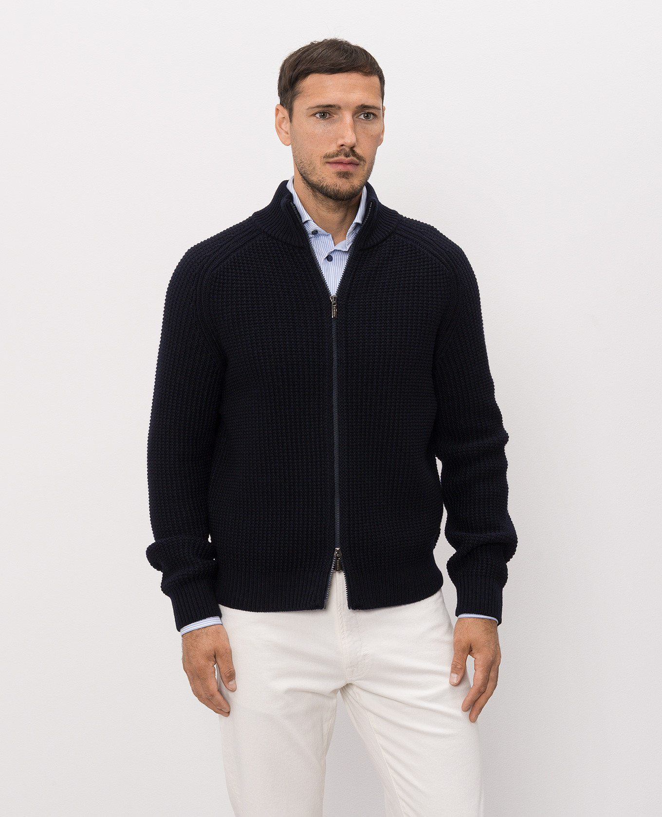 Blue wool cardigan Peserico 3