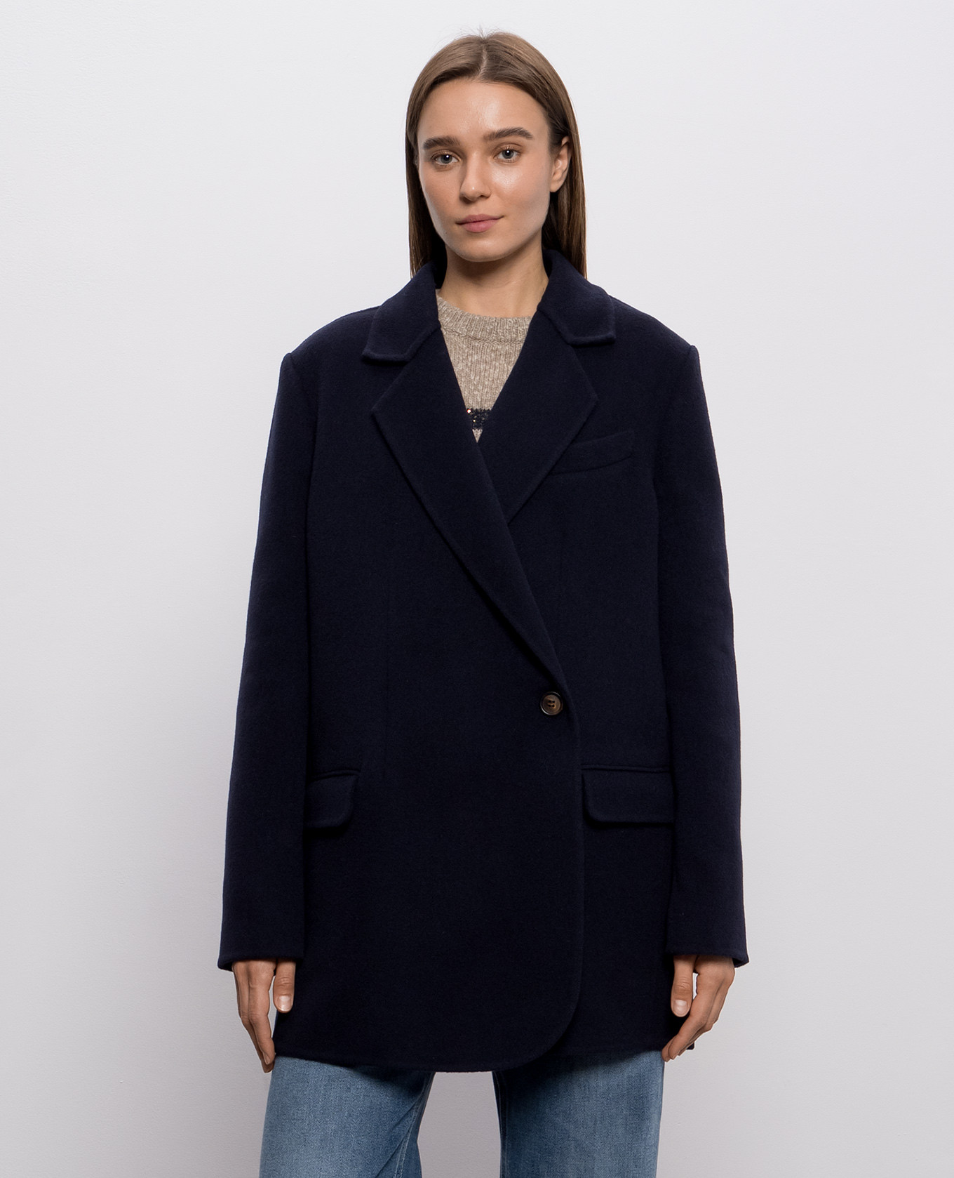 Blue double-breasted wool and cashmere coat Brunello Cucinelli 3