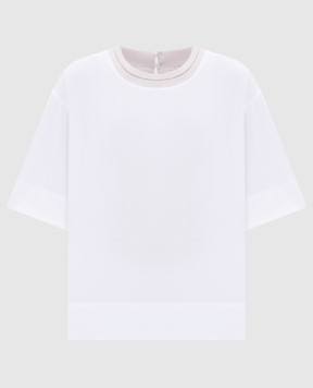 Peserico White T-shirt with a monil chain A06868J0B0079