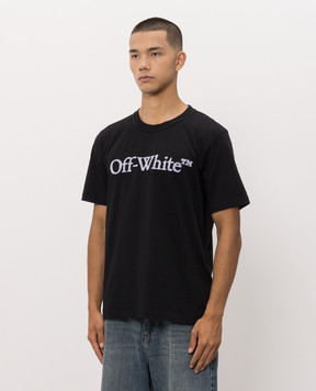 Off-White Black T-shirt with textured logo 44MAA16MF26J005
