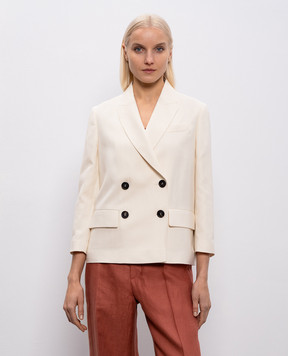 Brunello Cucinelli Beige double-breasted jacket with linen MH1267621