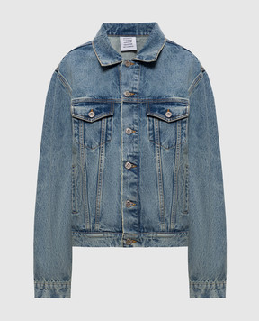 Vetements Blue denim jacket with a distressed effect MH27DJ071LB