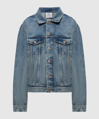 Blue denim jacket with a distressed effect