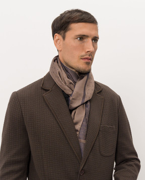 Stefano Ricci Brown silk and cashmere scarf MWA63000407442