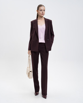 Twinset Burgundy double-breasted wool jacket with logo 252TT2128