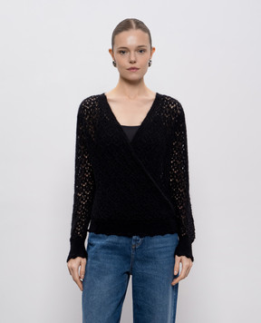 Twinset Black openwork sweater with wool 252TT3200