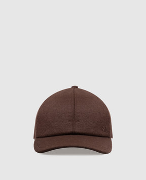 Stefano Ricci Brown cashmere cap with monogram embroidery MCV63NV11FC0001T