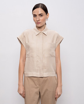 Peserico Beige linen shirt with lapels S0316602606