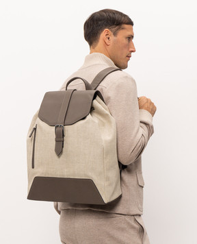 Pini Parma Beige linen combination backpack BACKPCANVBEI