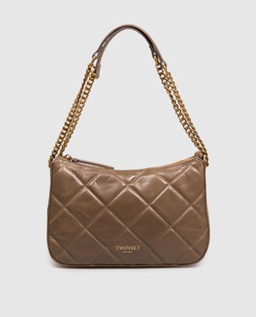 Twinset Liliane brown glossy leather bag 262TD8151